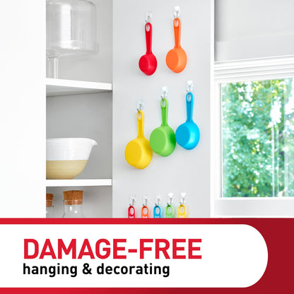 Command Small Clear Wire Toggle Hooks, 10 Wall Hooks and 12 Command Strips, Damage-Free Hanging with Adhesive, Great for Hanging Christmas Decorations, Holds up to 0.5 lb