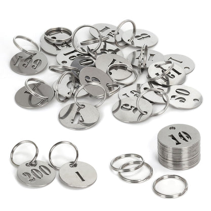 NumRealm Number Key Tags with Rings, 1" 304 Stainless Steel Key ID Tags, Metal Number Labels - 1 to 10