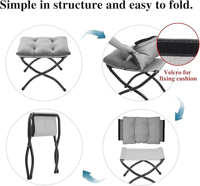 15" Folding Ottoman, Foldable Footrest Stool, Portable Small Foot Stool