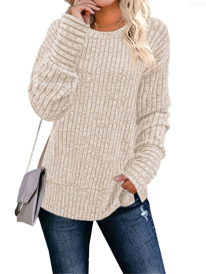JomeDesign Sweaters for Women Long Sleeve Shirts Crew Neck Sweatshirt Lightweight Casual Tunic Tops