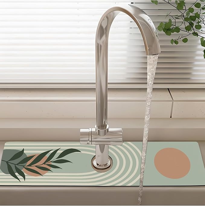 Patterned Sink Faucet Mat Kitchen Splash Guard Super Absorbent Drying Mat