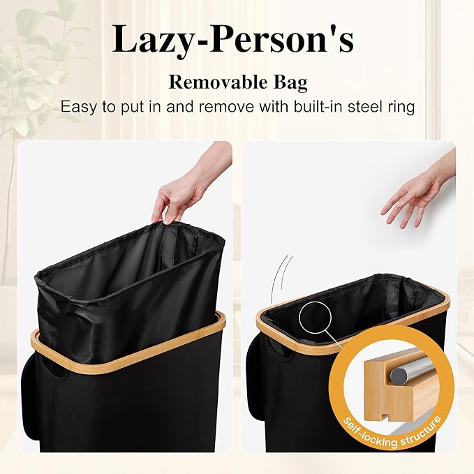 Slim Laundry Hamper, 60L Waterproof Narrow Laundry Basket