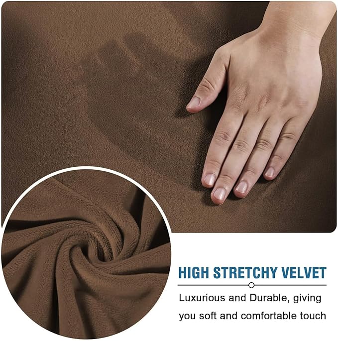 H.VERSAILTEX Real Velvet Plush 3 Piece Stretch Sofa Covers Couch Covers