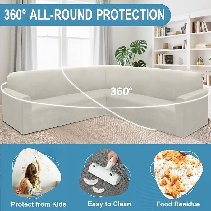 HDCAXKJ Corner Sectional Couch Covers Velvet Stretch L Shape Sofa Cover Soft