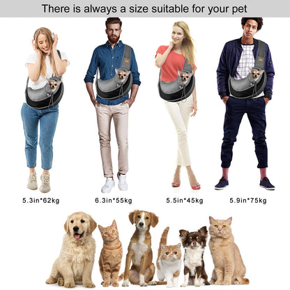 CUBY Pet Sling Carrier for Puppy Dog, Dogs Sling Carrier Breathable, Safety Front Pocket Pet Sling Carrier, Hands-Free Mesh Bag with Adjustable Shoulder Strap for Outdoor and Travel (Black, S)