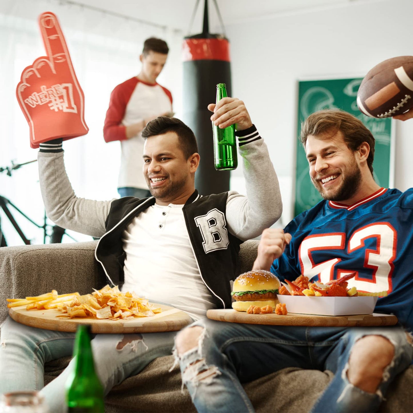 Foaincore 2 Pieces Football Shaped Cutting Board Bamboo Charcuterie Serving Tray Gift Set 15 Inch for Football Lovers Touchdown Themed Party Decoration Favor Supplies