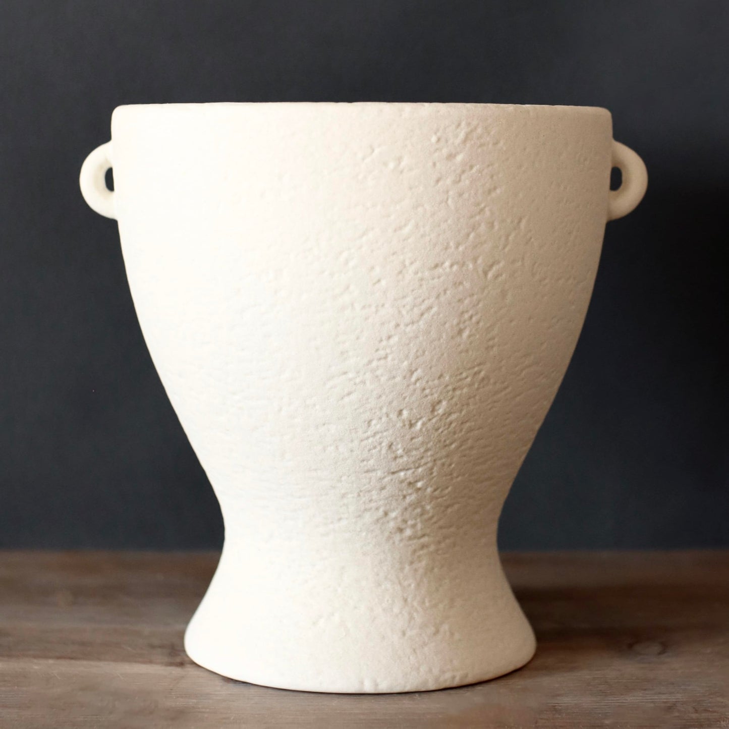 Ceramic Vase with Handles - Modern Terracotta Rustic Pottery for Home Decor, Living Room, House Decor Accents, Bookshelf, Console (Off-White)