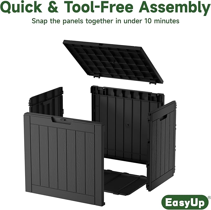 EasyUp 30 Gallon Outdoor Storage Box Waterproof, UV Resistant Outdoor Deck Box, Resin Lockable Deck Boxes for Garden Tools Equipment and Cushions, Black