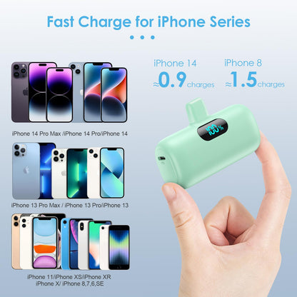 Small Portable Charger for iPhone,Upgraded 5000mAh PD Fast Charging Power Bank,Mini Battery Pack Backup Charger Compatible with iPhone 14/14 Pro Max/13/13 Pro/12 Pro/11/XS/XR/X/8/7/6 etc-Black