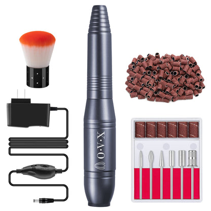 Portable Electric Nail Drill File Machine with Acrylic Nail Kit Set Professional 20000rpm Manicure Pedicure with Sanding Bands Brush for Nail Art Gel Nail Polish Tips Clippers