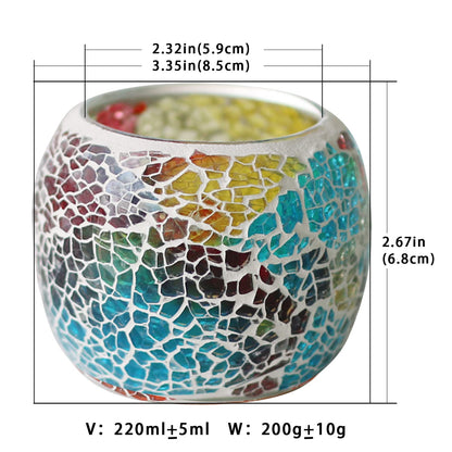 Votive Candle Holders for Table Centerpiece (NO Candles) Wedding Dinner by Candlelight,Tea Light Holders Mosaic Candle Holdes Candlescape Bowl for Valentine's,Christmas Party Decor 1 PC(Rainbow)