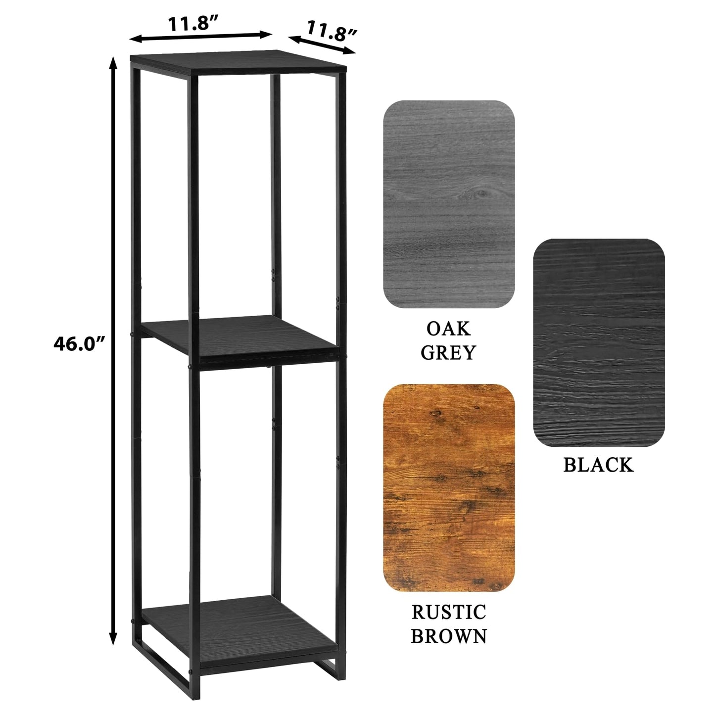 JEPRECO 46" Tall Plant Stand Indoor, 3-Tier Modern Plant Shelf, Corner Flower Pot Holder Organizer for Living Room Balcony Patio Garden (Black)