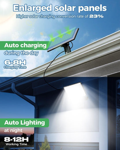 LOTMOS Solar Lights Outdoor, 342LED Remote Solar Security Lights Outdoor Motion Sensor, 3 Modes Garden Light Solar Powered Waterproof Pir Flood Lighting for Yard Shed Garage Outside,Cool White