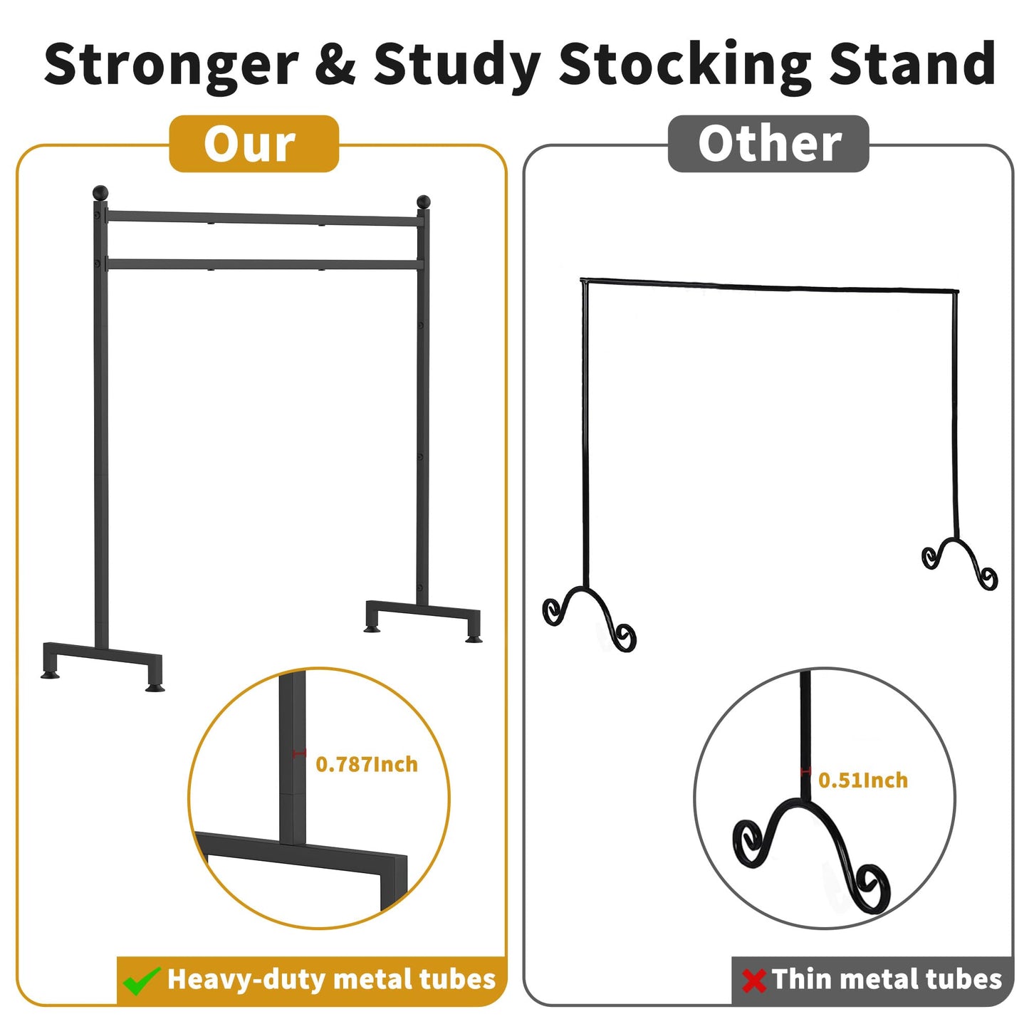 Livilord Christmas Stocking Holder Stand with 8 Hook, Heavy Duty Freestanding Christmas Stocking Stand for Floor, Metal Holiday Decor Hanger Display for Fireplace Xmas Holiday Decoration