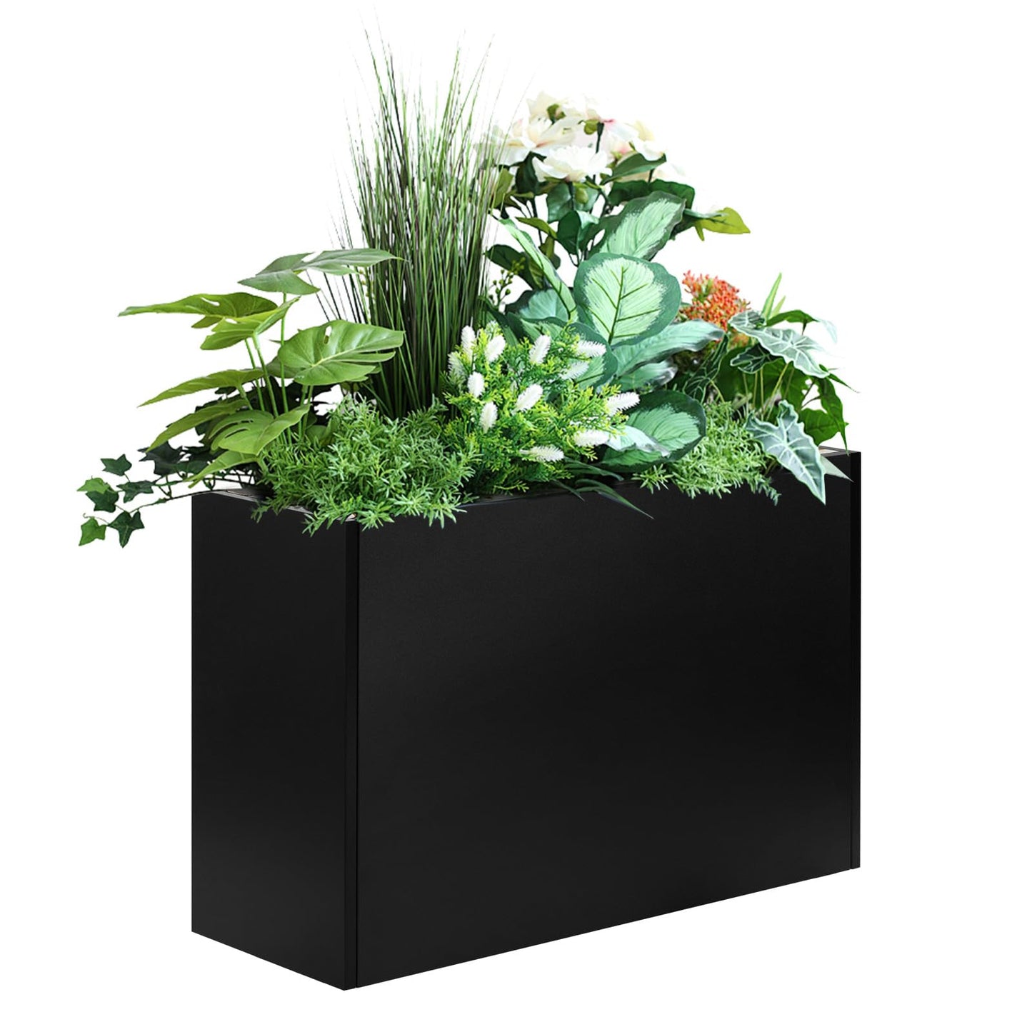 Talustool Heavy Duty Steel Raised Planter Box 30”x12”x24 with Adjustable Shelf - Rust-Resistant Large Indoor/Outdoor Garden Container, 6 Drainage Holes, Reinforced Metal for Patio, Balcony, Deck