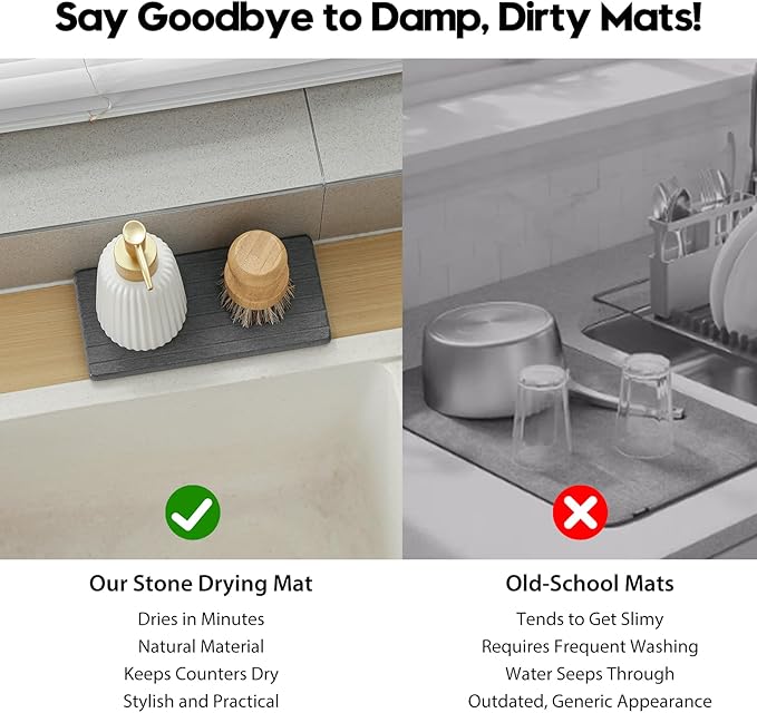 3 Pack Diatomite Stone Sink Tray, Water Absorbing Mat