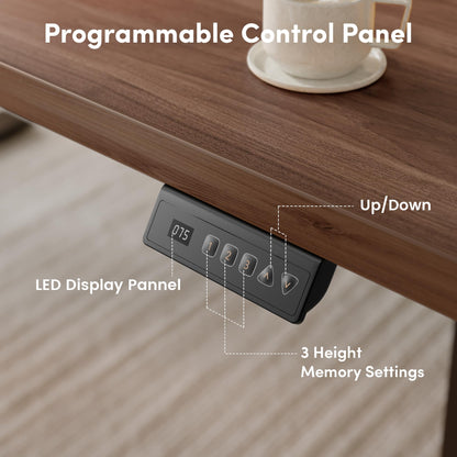CubiCubi Standing Desk, 63 x 28 Inches Electric Height Adjustable Computer Desk, Sit Stand up Home Office Desk with Memory Presets, Dark Walnut