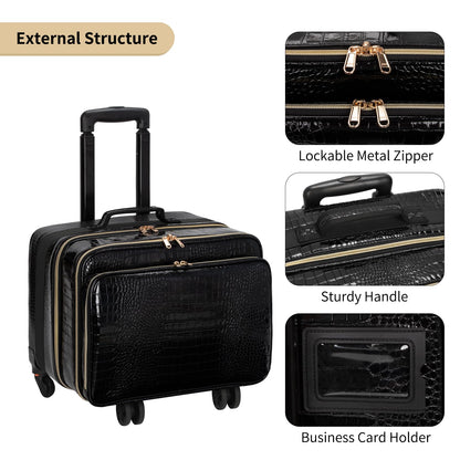 OCHEAL 18 Inch Rolling Makeup Train Case, Extra Large Travel Cosmetic Organizer Storage Trolley with Wheels, 3 Layers & 3 Travel Makeup Bags Carry On for Hairstylist Cosmetology Artist