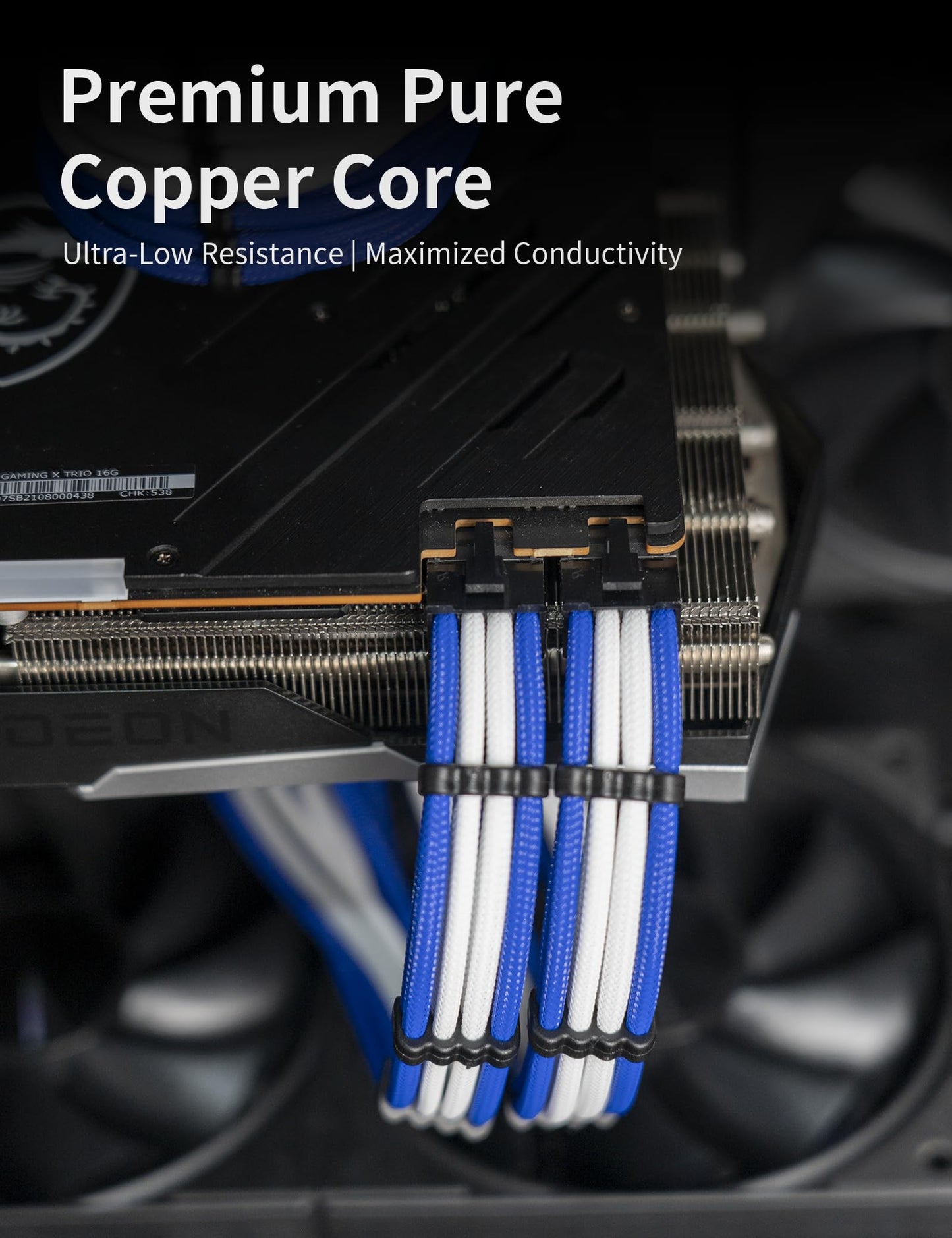 upHere Sleeve Extension Power Supply Cable Kit, Power Supply with Extra-Sleeved 24-PIN 8-PIN 6-PIN 4+4 PIN-Blue/White with Cable Combs(11.8 inch/ 30CM)