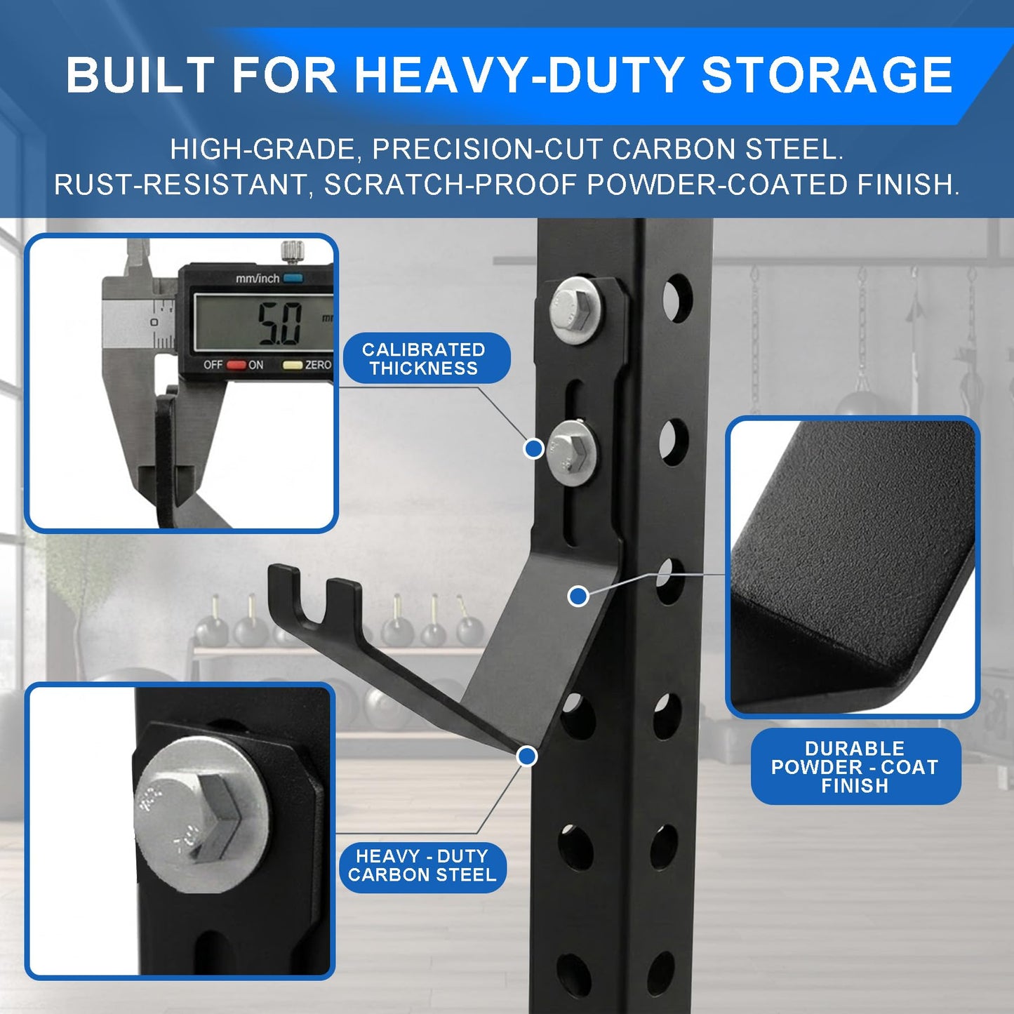 Lights Mountain Universal Battle Rope Storage Attachment, Heavy-Duty Steel Rack Mounted Hanger for Fitness Ropes & Resistance Bands, Adjustable Fits Most Power Cages, Home Gym Organization