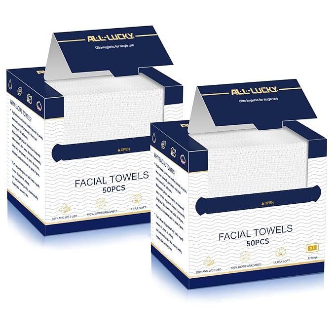 Face Towels, XL Facial Dry Towels 10x12 Inch, Biodegradable Disposable Face