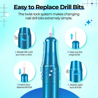 40000RPM Electric Nail File Drill Professional Kit, Drill Machine with LCD Display, Manicure Pedicure Polishing Acrylic Gel Nail Grinder for Salon, Home Use