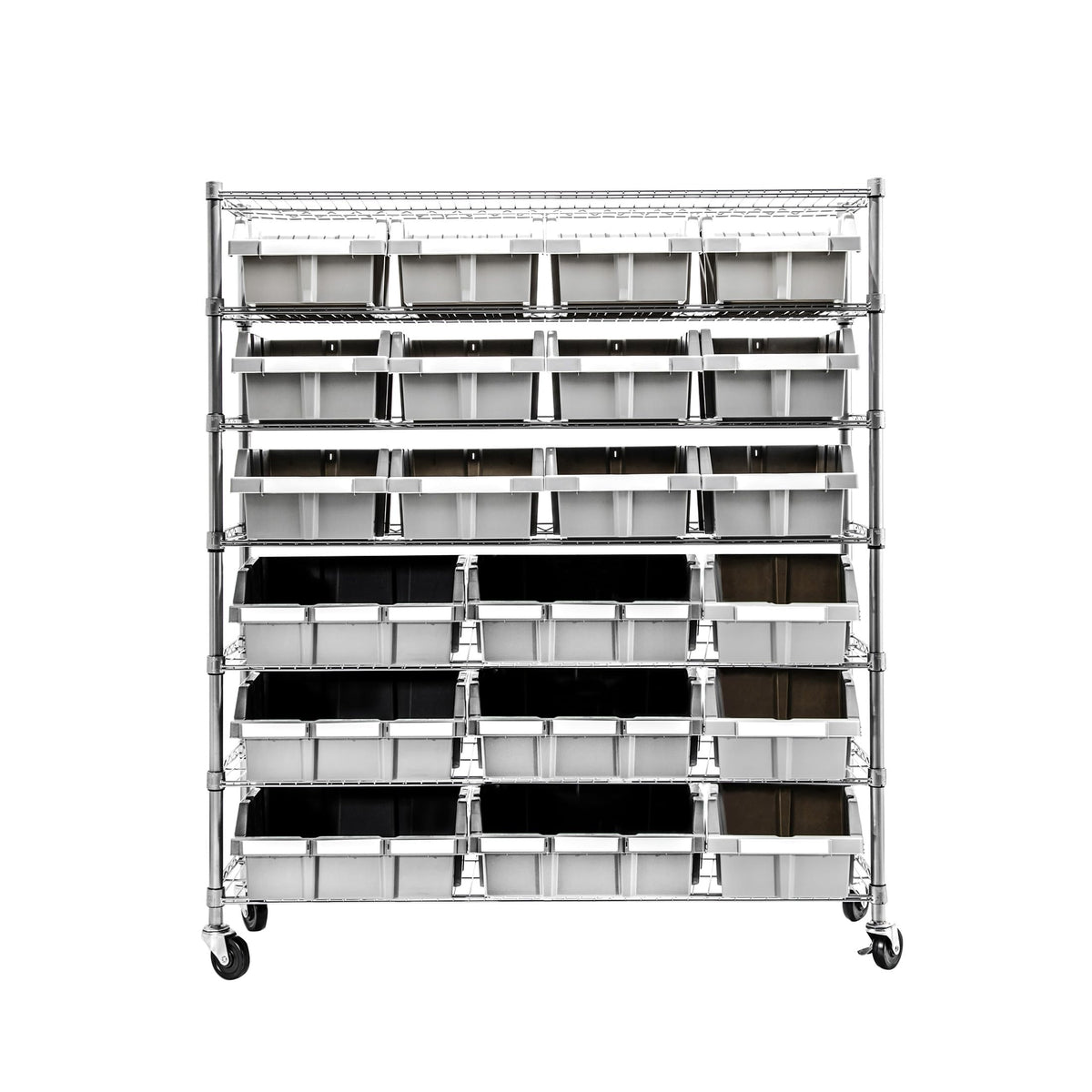 Seville Classics Heavy Duty NSF Bin Rack Solid Steel Wire Shelving Storage Unit, Patented Organizer for Garage, Warehouse, Office, Restaurant, Classroom, Kitchen, Gray, Includes 21 Bins