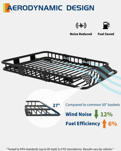 GarveeLife 46" x 36" Universal Roof Rack Basket, 200 Lbs Capacity Rooftop Cargo Carrier Basket with 15 Cubic Feet (44" x 34" x 17") Waterproof Luggage Bag, for Suvs, Trucks, Vehicles