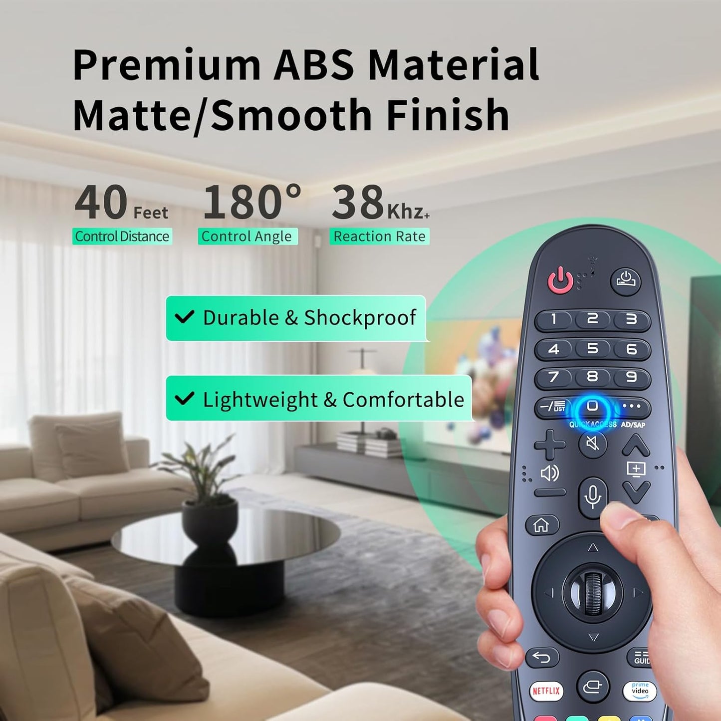 Magic Replacement for LG TV Remote with Voice and Pointer Function，AKB75855501 and MR20GA for LG Smart TV Remote（OLED/NANOCELL/ 4K UHD Models with Netflix and Prime Video Hot Keys,Google/Alexa