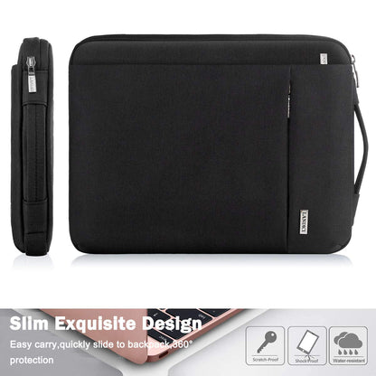 LANDICI 360°Protective Laptop Sleeve Case 13 13.3 14 Inch, Waterproof Computer Bag Cover with Handle for 2020-2024 MacBook Air 13 M2/M3, MacBook Pro 13/14, Chromebook 14, Black