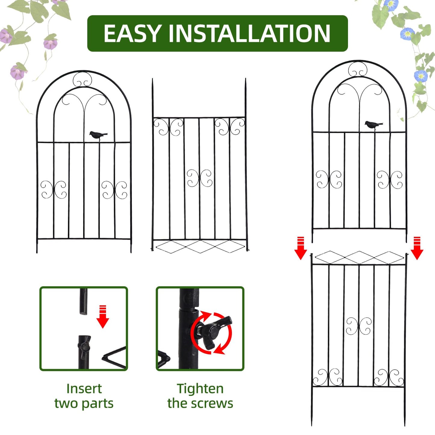Amoskey 2 Pack 71x20in Durable Garden Trellis for Climbing Plants - Outdoor Trellis Supports for Lush Greenery - Ideal for Vines, Flowers, and Vegetables, Easy Installation & Space-Saving Design
