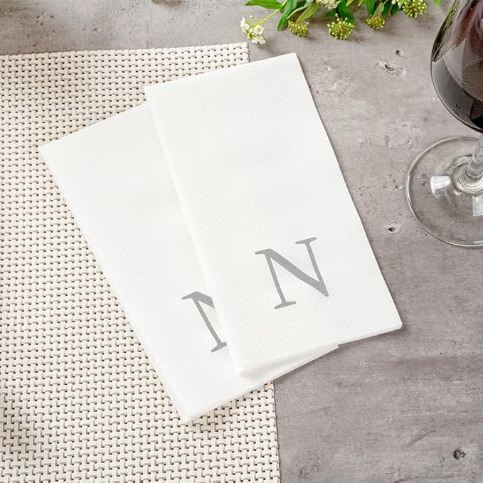 Luxenap 15.8 X 7.9 Inch Linen-Feel Guest Towels, 2000 Lettered Hand Towels