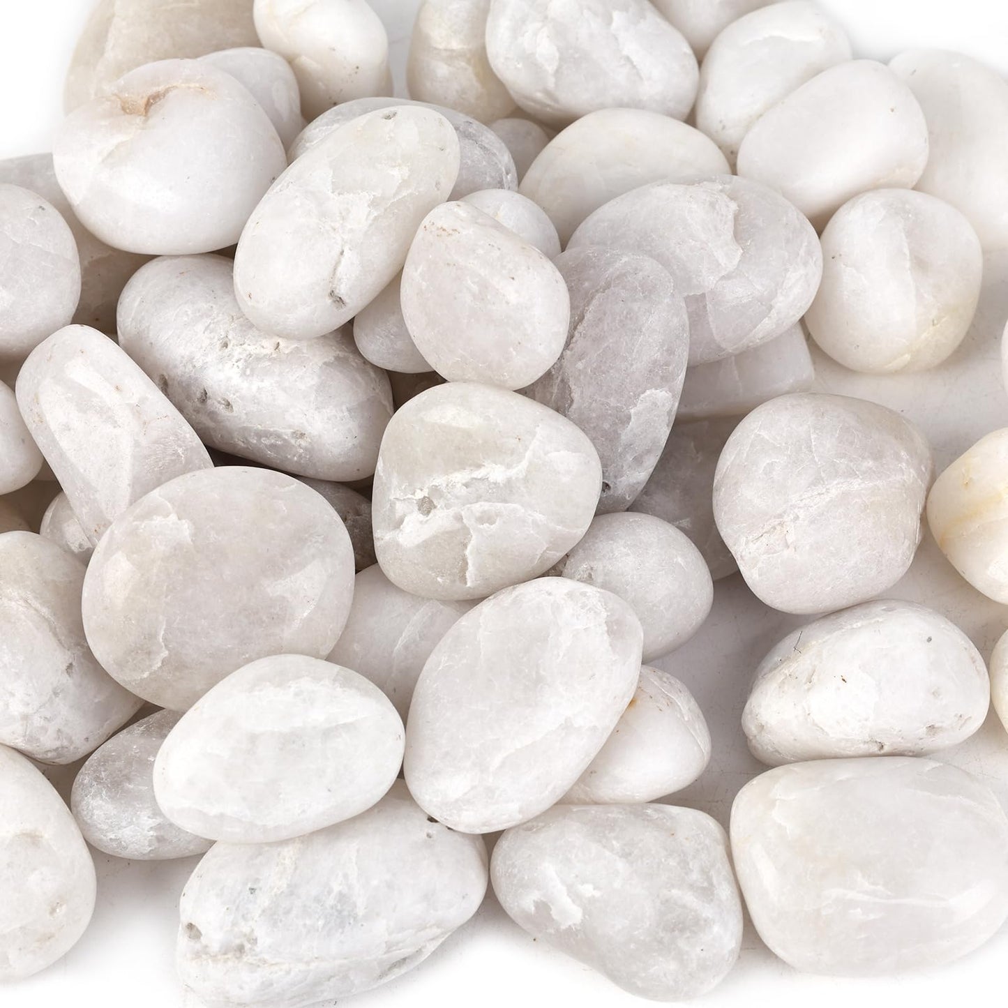 DomeStar 2.7lb White Rocks for Landscaping, White Garden Rocks Polished Pebbles Garden Stones, Pebbles for Indoor, Walkways, Yard, Plants, Aquarium Fish Tank,Vase Filler Decor