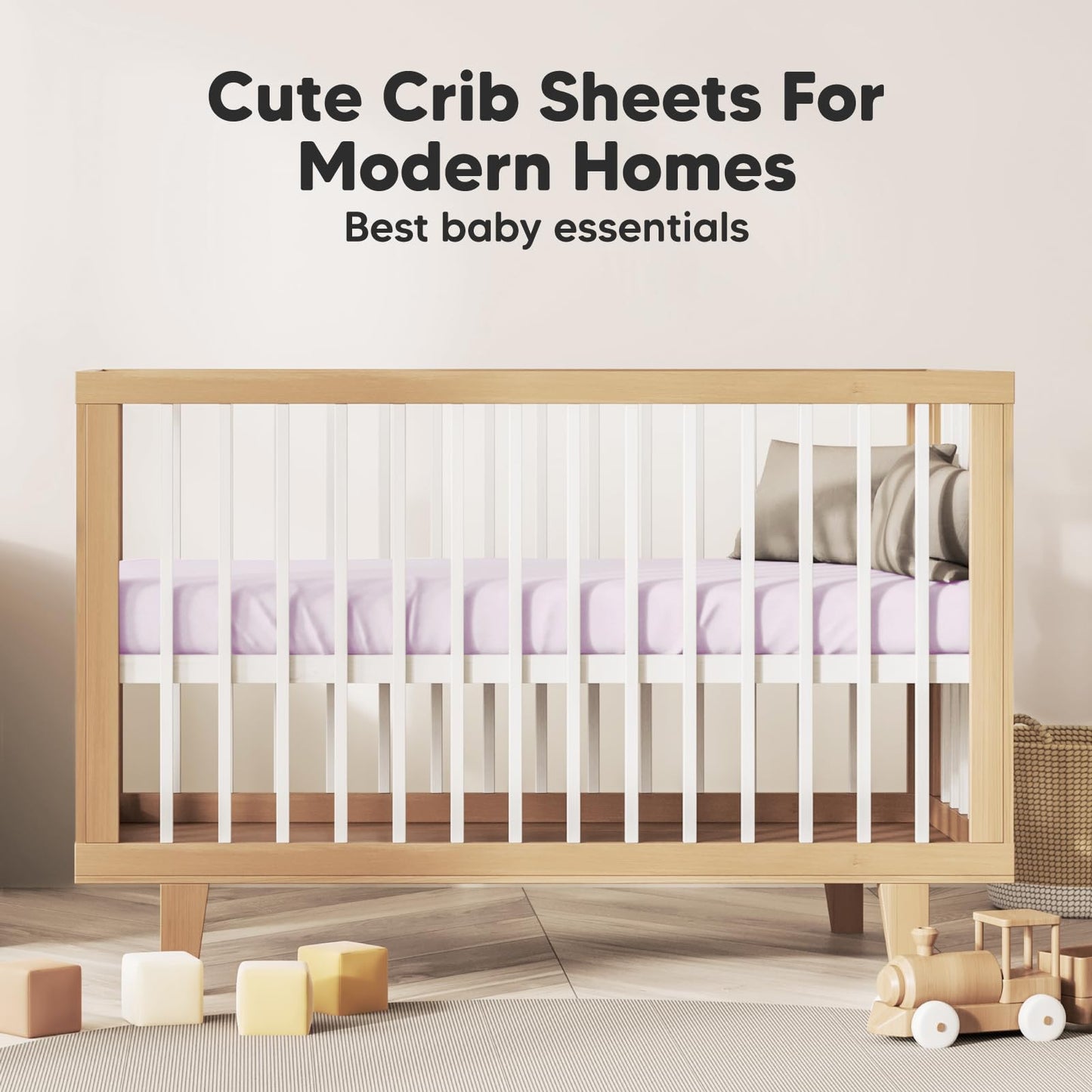 KeaBabies 2-Pack Organic Cotton Crib Sheets for Boys, Girls - 52x28 Fitted Crib Mattress Sheet Neutral, Breathable Cover for Baby Bed Set, Toddler Mattress, Soft & Cute Prints (Thistle)