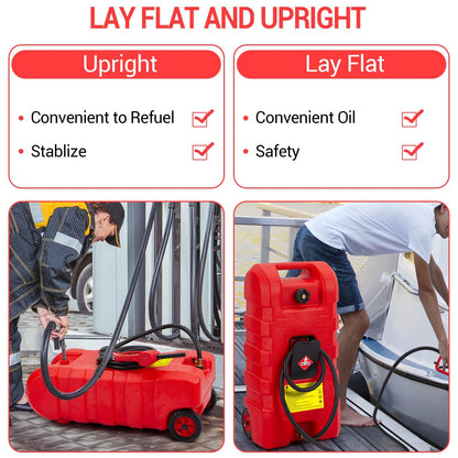 PeacefulHues Upgraded 15 Gallon Gas Tank, Heavy-Duty Fuel Can with Manual Transfer Pump & 10FT Hose, Portable Gas Can with Casters, Leak-Proof Gas Container for Lawn Mowers, Tractor, Boat, Snow Blow