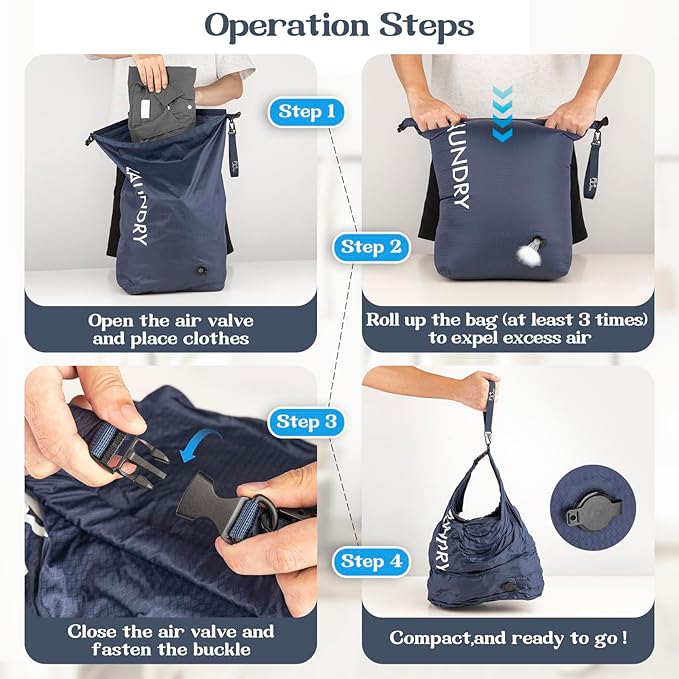 Travel Laundry Bag, Vacuum Compression Dirty Clothes Travel Bag, Waterproof
