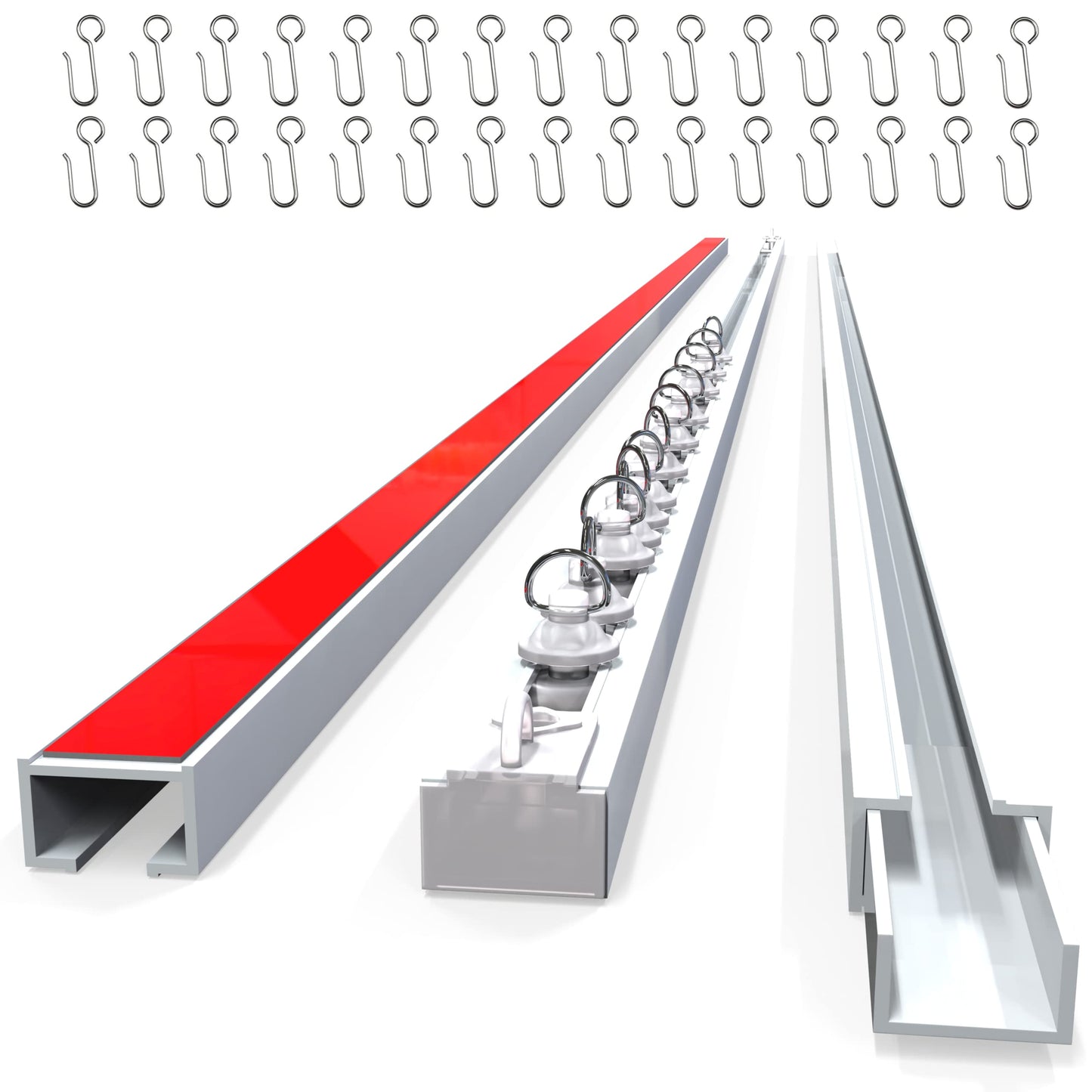UrbanRed Self Adhesive Curtain Track (5 Meter, 16.4 ft) for Smooth Ceiling or Wall - No Drill, Screws, Ceiling Curtain Track, Curtains Rod, Ceiling Mount, Adhesive Curtains Rod (Non-Flexible)