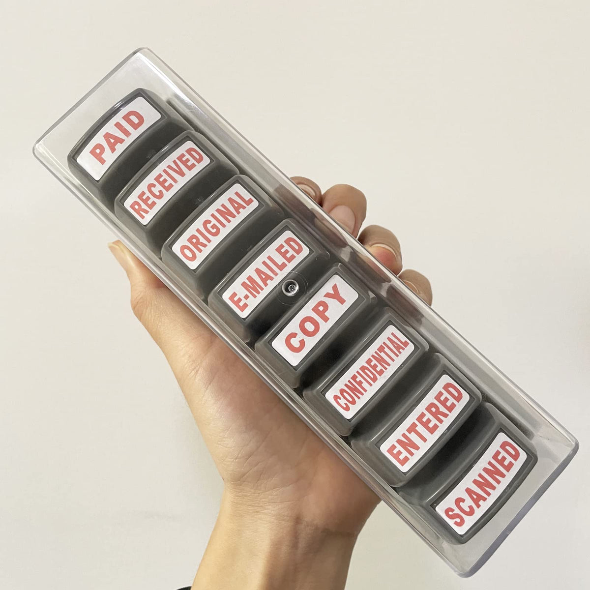WAFJAMF Office Stamp Set 8Pcs Self-Inking Rubber Business Stamp - Red Ink