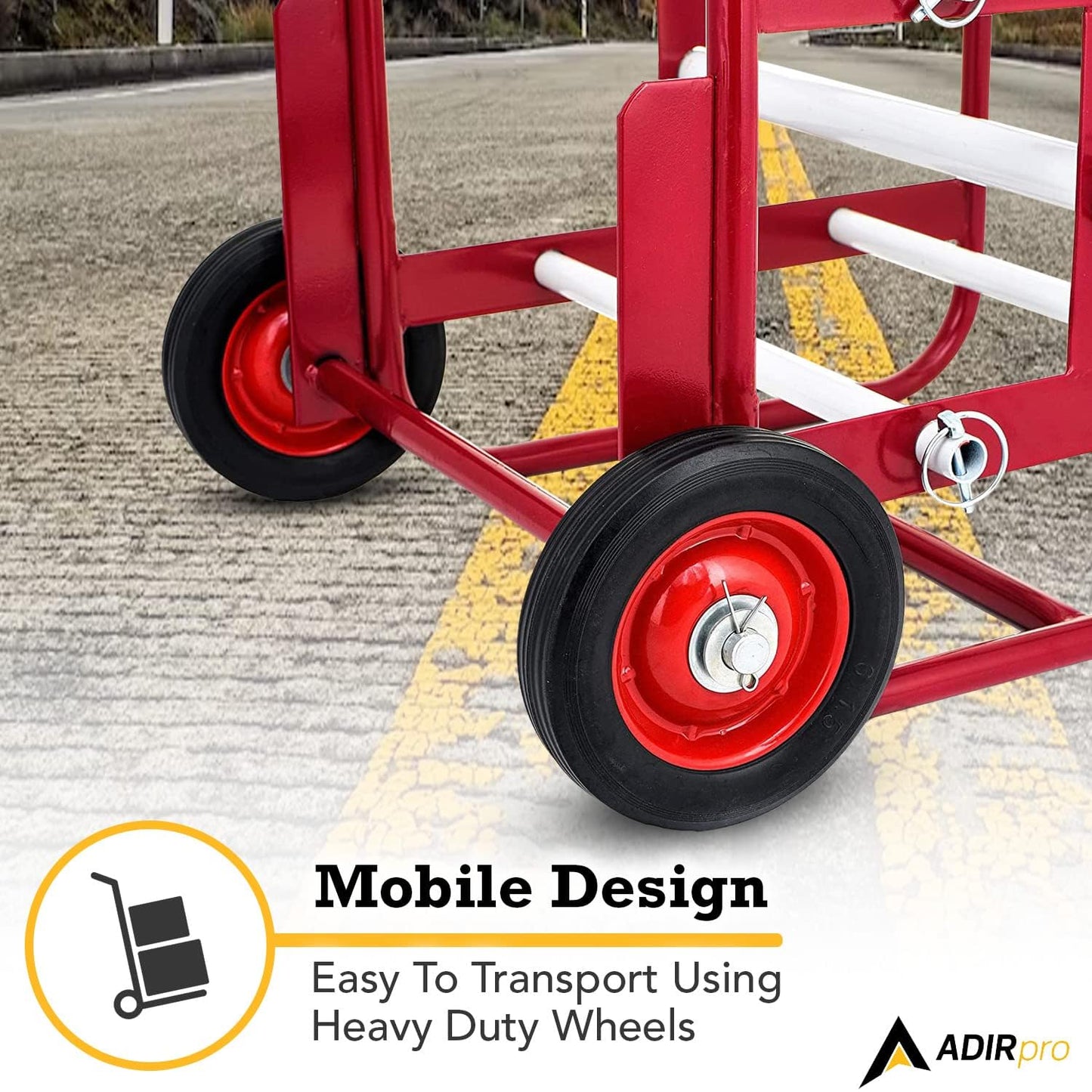 AdirPro Transportable Multiple Axle Cable Caddy - Multi-Spool Wire Rack Dispenser - Easy Use Cable Holder & Distribution - For Workplace Efficiency