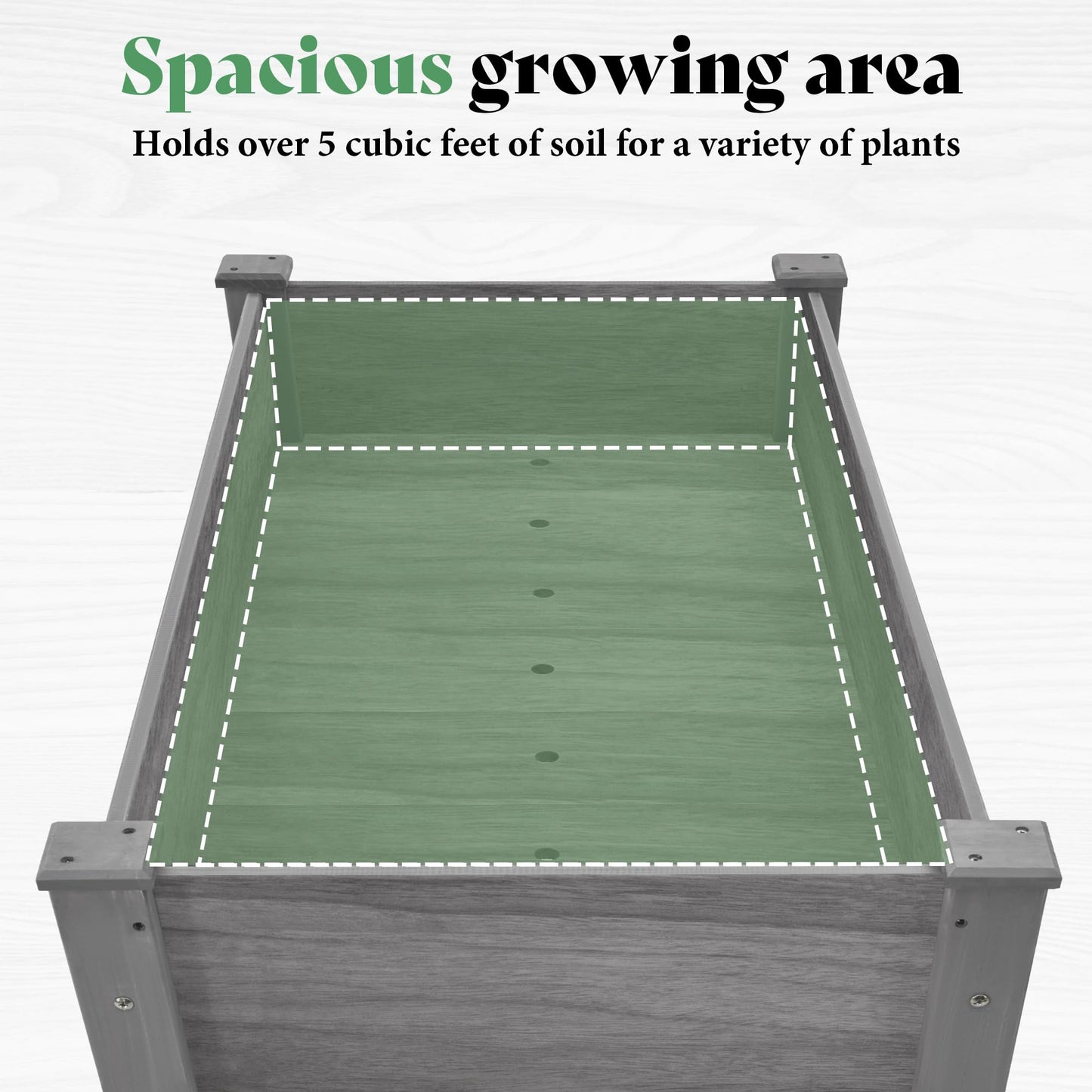 AMERLIFE Raised Garden Bed, 48x30x24 Inches Elevated Wood Planter Box with Legs, Bed Liner, Divider and Drainage Holes for Backyard, Patio, 200 lb Capacity - Grey