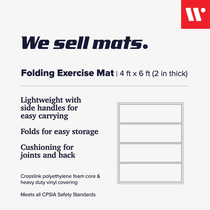 We Sell Mats - 4 ft x 6 ft x 2 in Personal Fitness & Exercise Mat for Home Workout - Lightweight and Folds for Carrying – All Purpose Home Gym Mat – Thick Mat for Yoga, Pilates, Stretches, and Floor Exercises