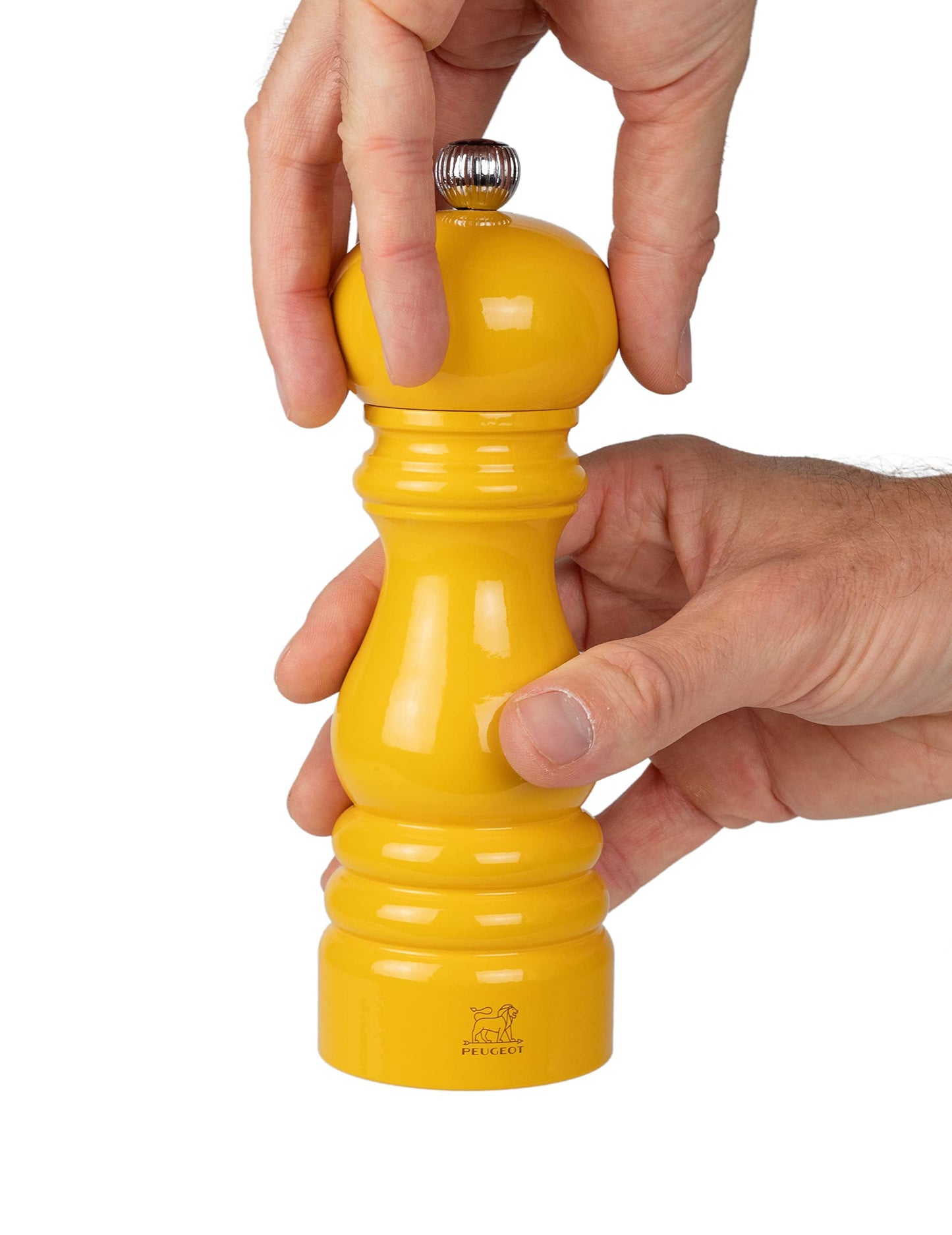 Manual Wooden Salt Mill in Saffron Yellow Gloss, 18cm - 7in.