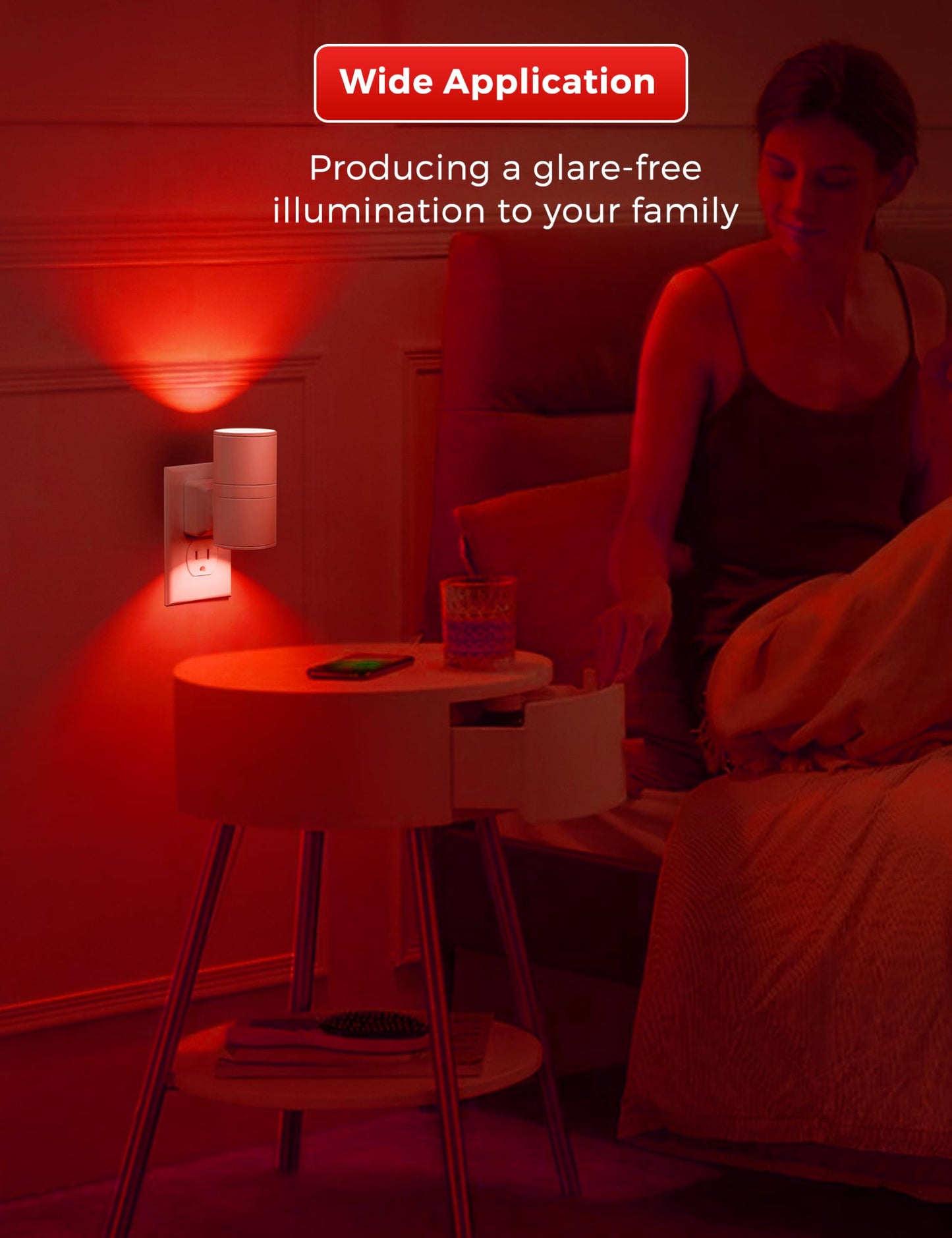 L LOHAS LED Night Light, Red Night Lights Plug into Wall, LED Nightlights, Light Sensor, Steep Aid Red, Dimmable Nightlight for Christmas, Holiday Decor, Party, Hallway, Bedroom, 2 Pack
