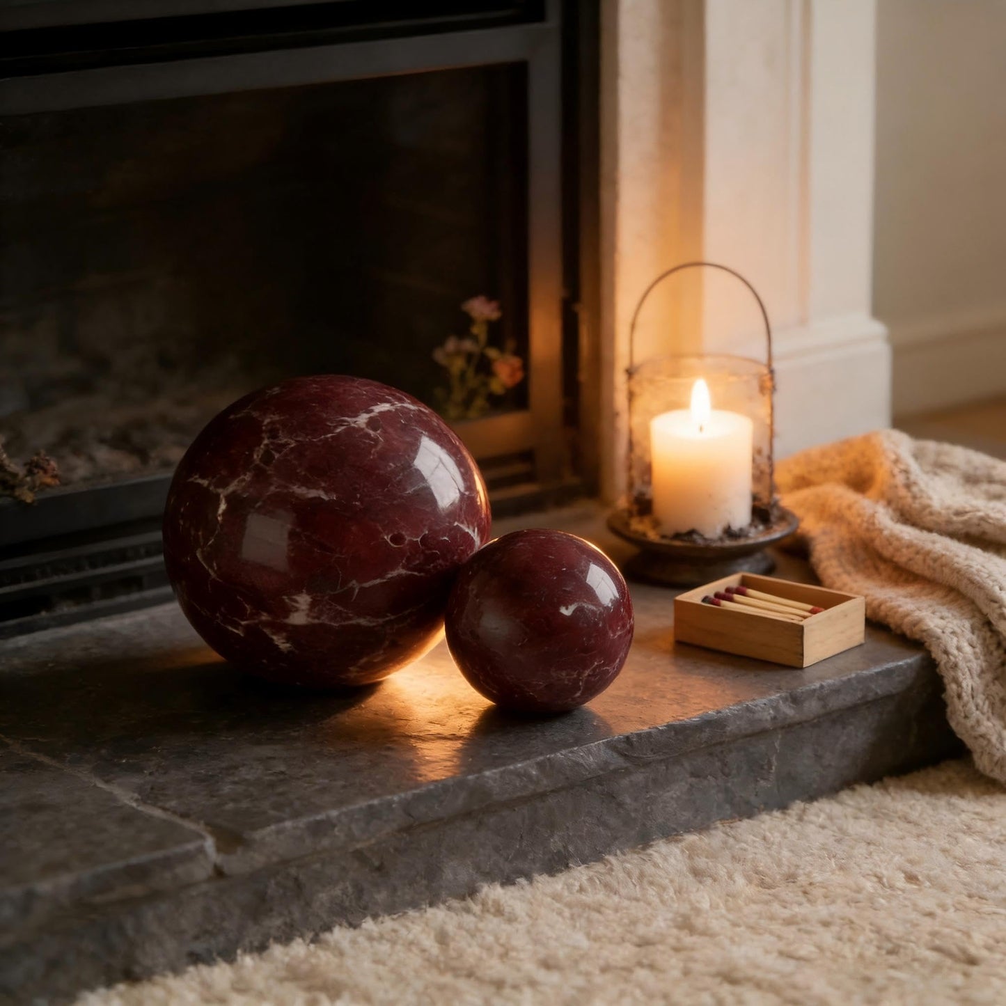 SIRIZEN-DIVING Rosa Levanto Marble Decorative Sphere, 12cm Large Solid Natural Stone Orb for Coffee Table, Console Table, Hotel, Entryway and Living Room Decor
