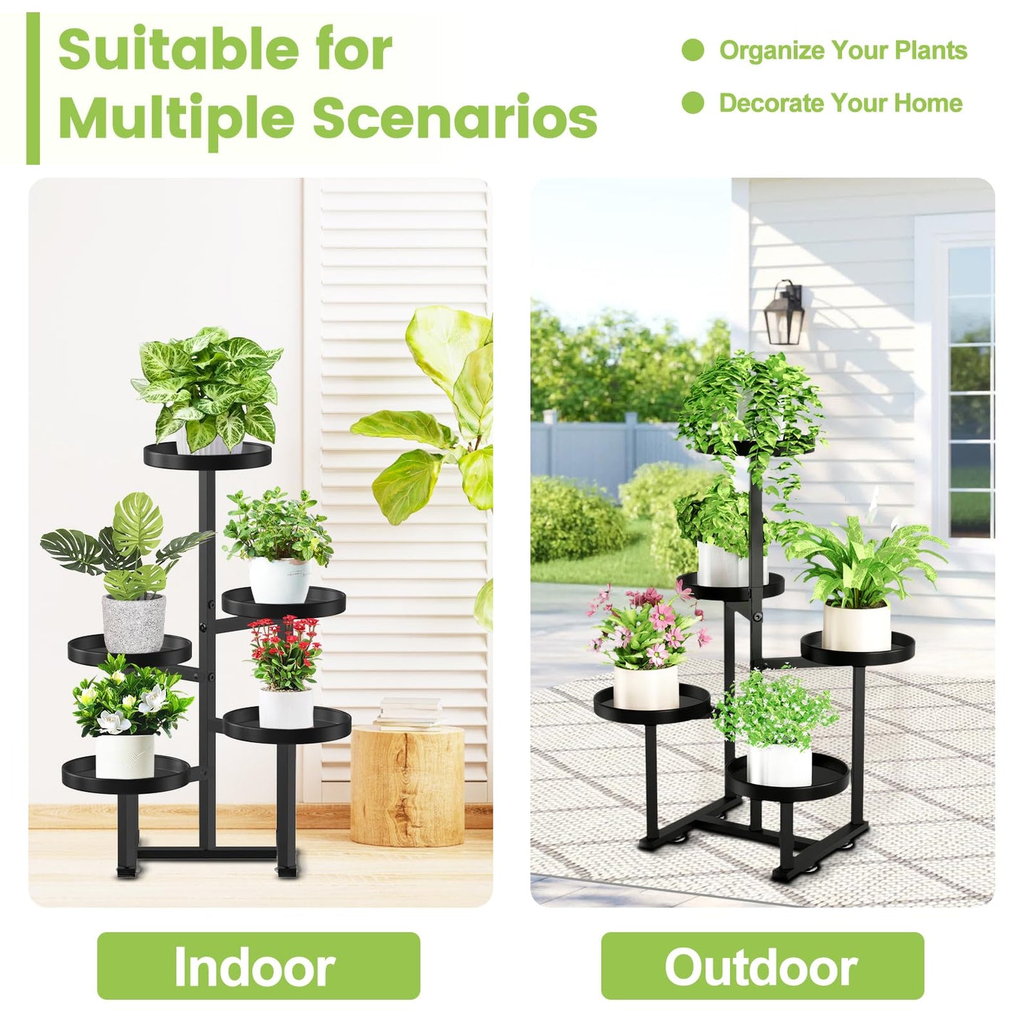 jsyonii 5 Tier Metal Plant Stand Indoor, Tiered Corner Plant Holders for Multiple Plants, 27 Inch Tall Flower Pot Holde Display Stand for Patio Garden Living Room Balcony Bedroom, Black