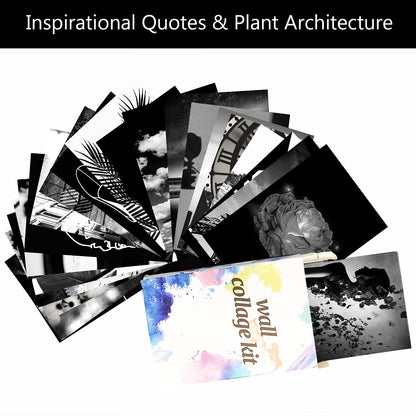 Yasowdkel Black White Aesthetic Wall Collage Kit, Aesthetic collage kit, 50PCS 4x6 Inch Picture Collage Kit for Wall Aesthetic,Black picture wall collage,Dorm Wall Decor, Cute Wall Decor for Teen