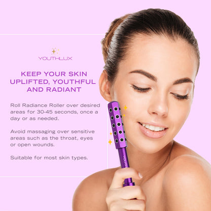 Radiance Roller - Germanium Stone Uplifting Face Beauty Massage Tool/Roller/Wand for Skin Tightening, De-Puffing, Sculpt/Lift, Anti-Aging | Uplift Face Roller, Facial Roller (Rose Gold)