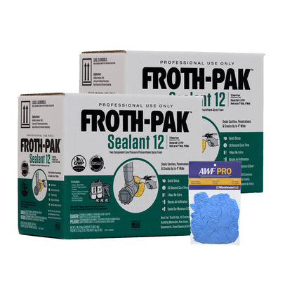 Froth-Pak 12 Spray Foam Sealant Kit, 3ft Hose, 2-Pack. Low GWP Formula. Seals Cavities, Penetrations & Gaps. Yields Up to 12 Board ft. at 2” Thick, 4” Width. Two Component, Polyurethane, Closed Cell