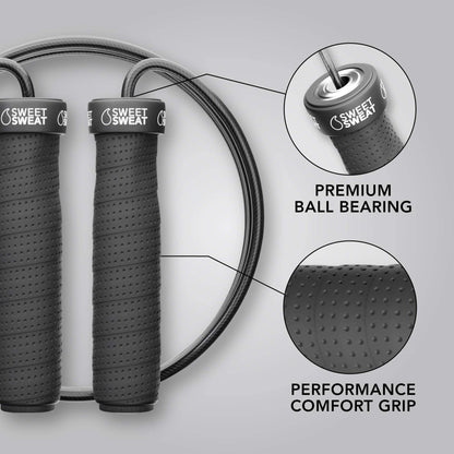 Sweet Sweat Performance Jump Rope ~ 10ft Adjustable Length Rope for Fitness and Speed Training ~ Includes Mesh Cary Bag & Bonus Rope (Jump Rope)