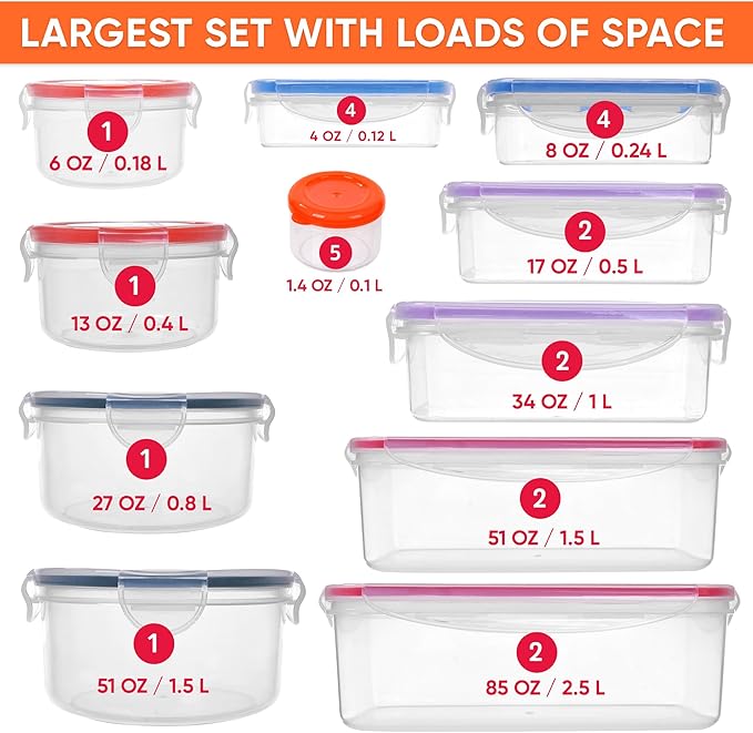 RockBerry 50 Pcs Large Food Storage Containers